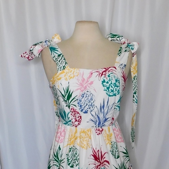 NWT!! MILLY Ellery Tiered Pineapple Print Midi Dress Poplin Colorful Size 8 - Picture 4 of 16